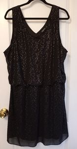 Little black dress with metallic bursts, plus size 2X